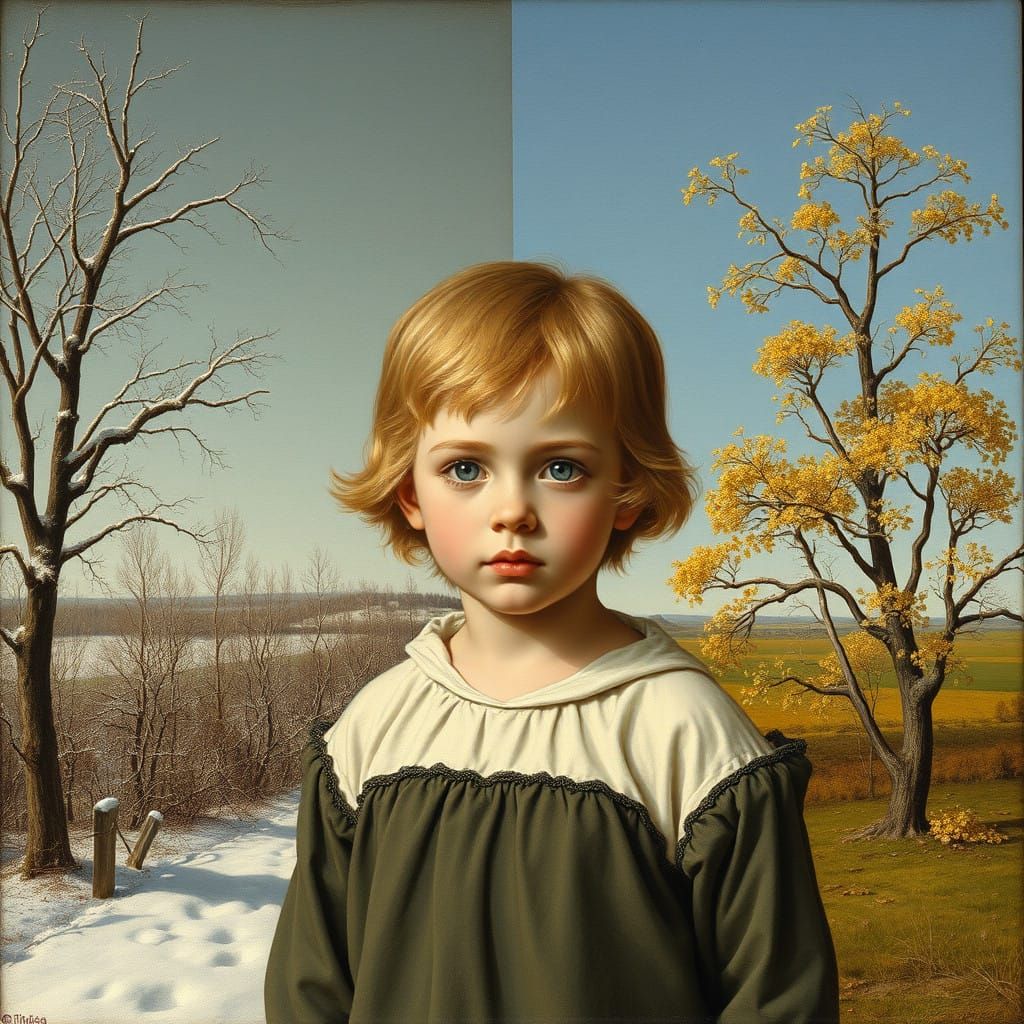 Child Admires Fading Seasons in Albrecht Durer-Inspired Scen...