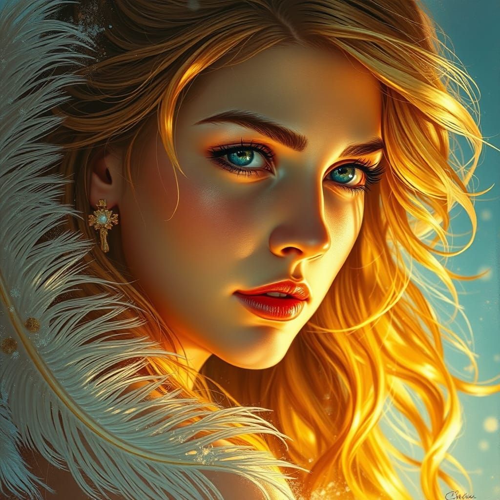 Radiant Woman Portrait in Splash Art Style