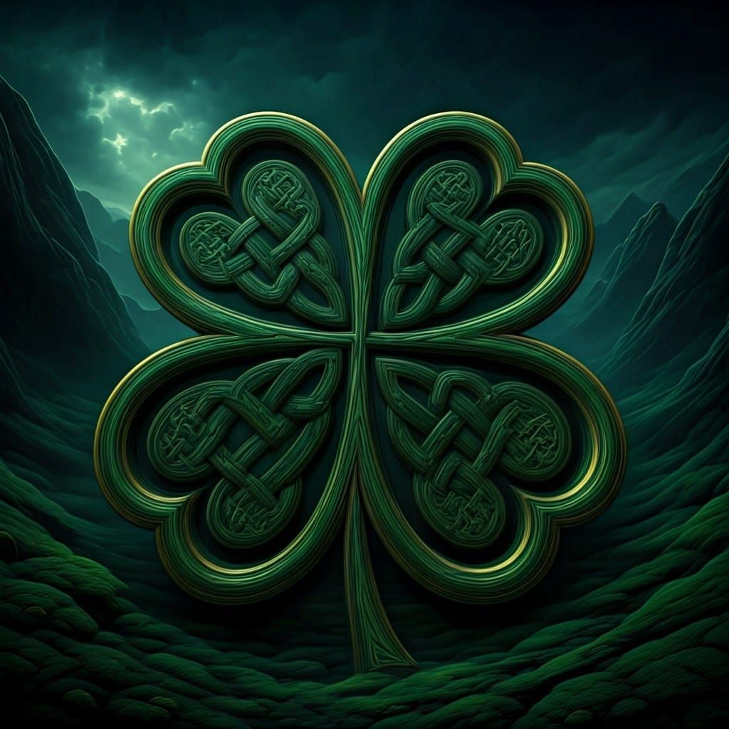 Celtic Shamrock Knot in Fantasy Landscape