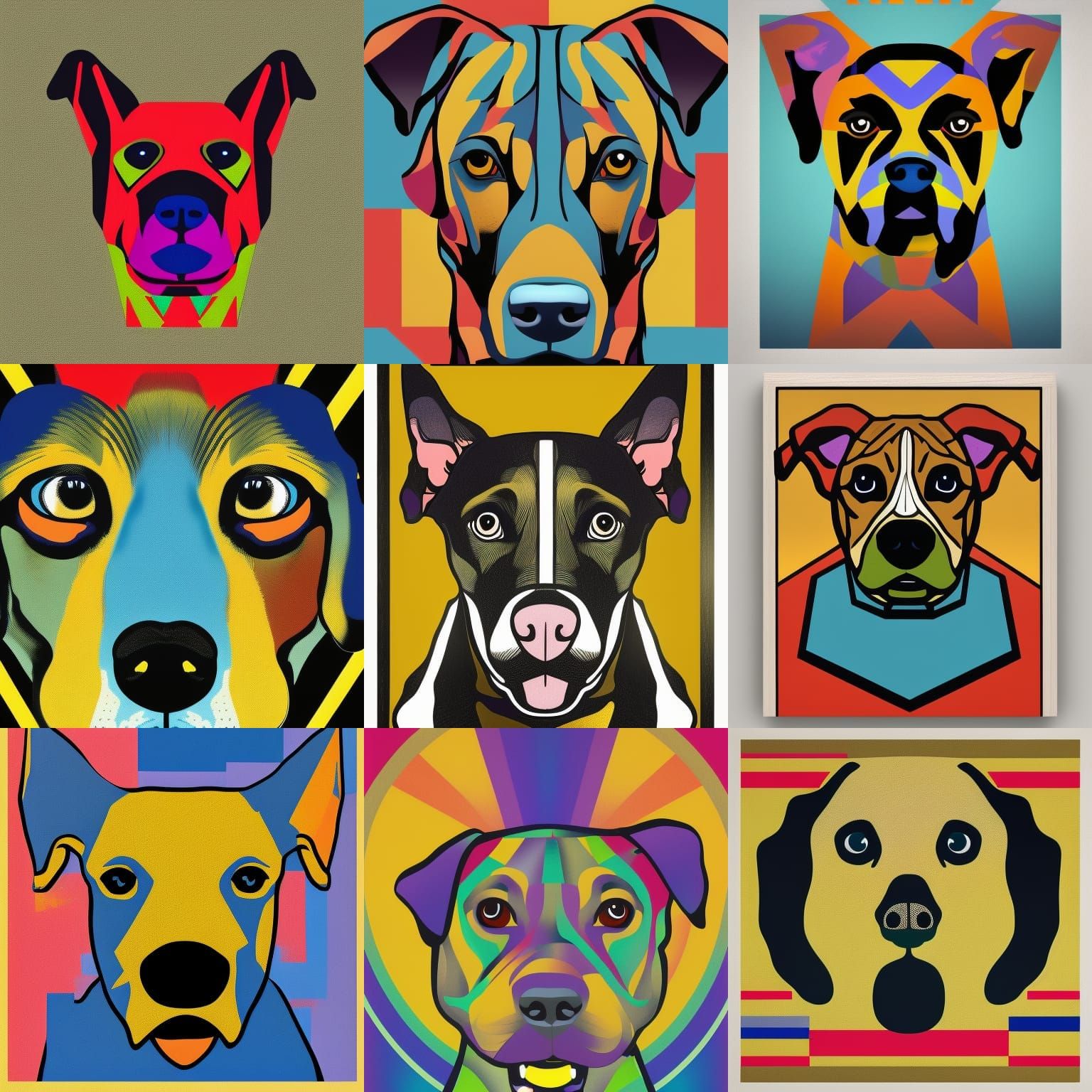 Pop Art Dog Screen Print in Bauhaus Style