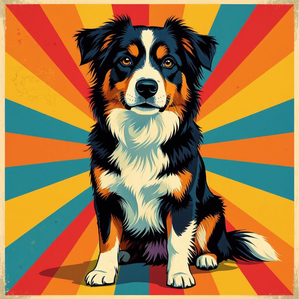 Vibrant Pop Art Dog in Golden Ratio Composition