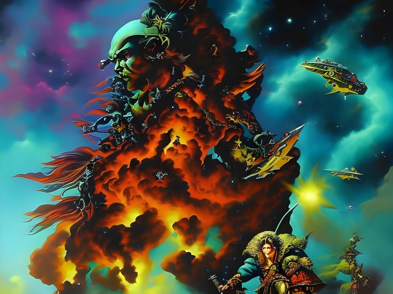 Jovial Astral Pirate in Dark Fantasy Style