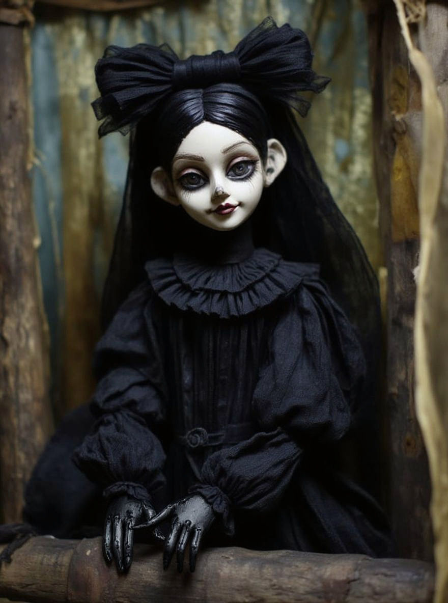 Goth Girl Marionette in Claymation Style