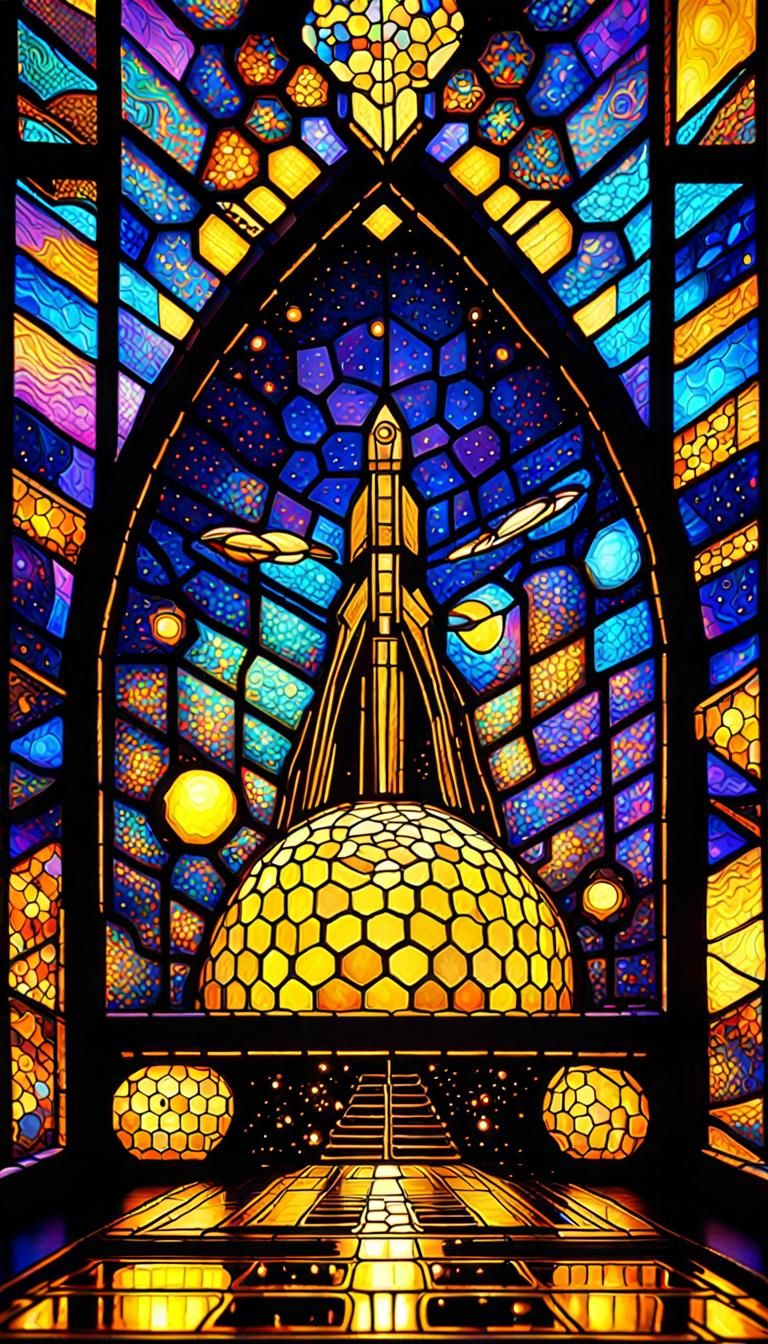 Stained Glass Rocket Launch