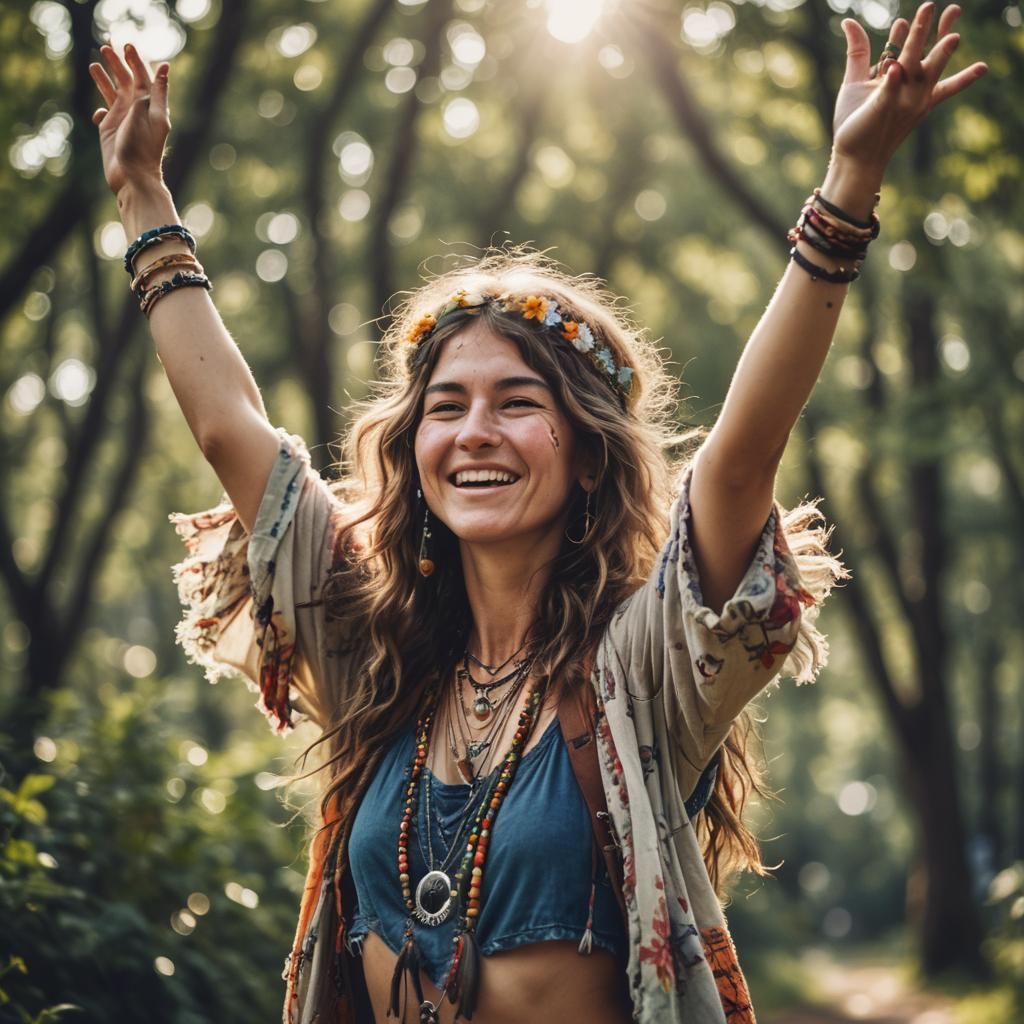 Natural Portrait of a Hippie Woman