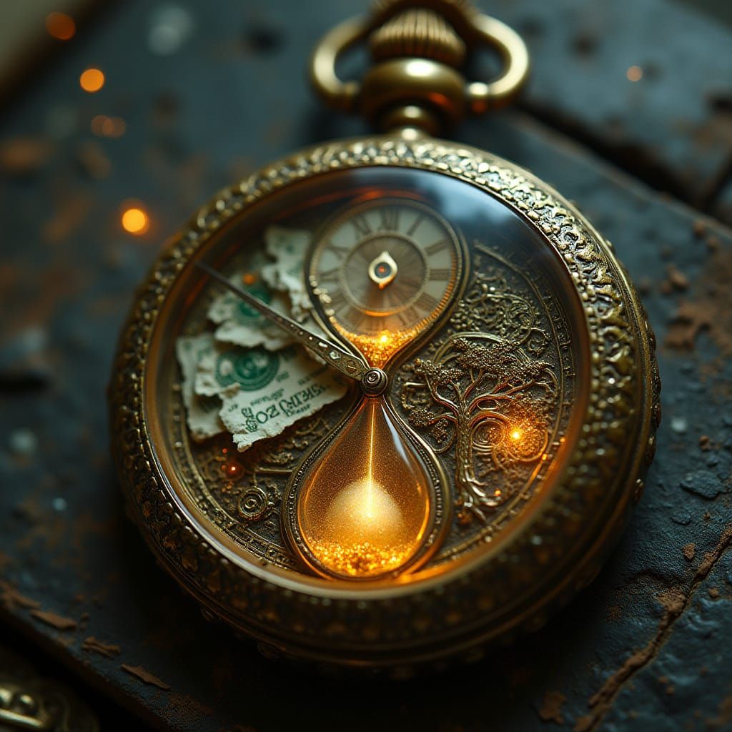 Antique Pocket Watch with Dual Faces: Time and Wealth