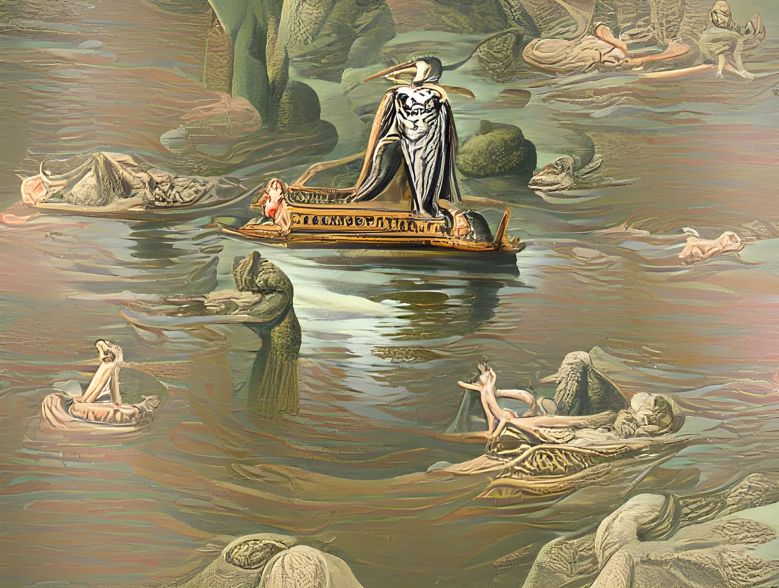 Ferryman on the River Styx Chromolithograph