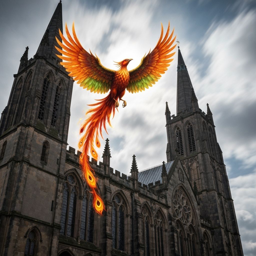 Majestic Phoenix Circles Coventry Cathedral