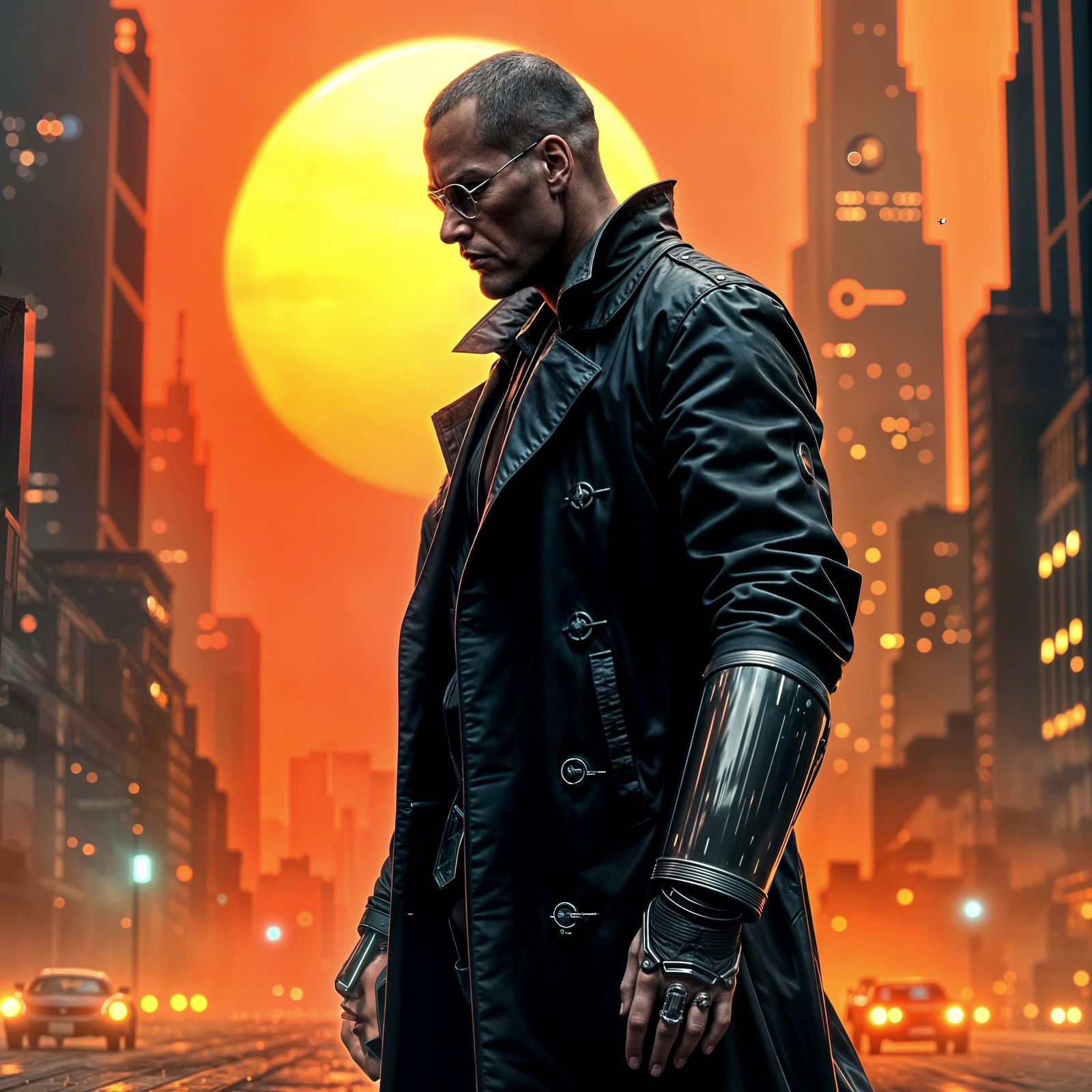 Cyberpunk Criminal Poster in Blade Runner Style