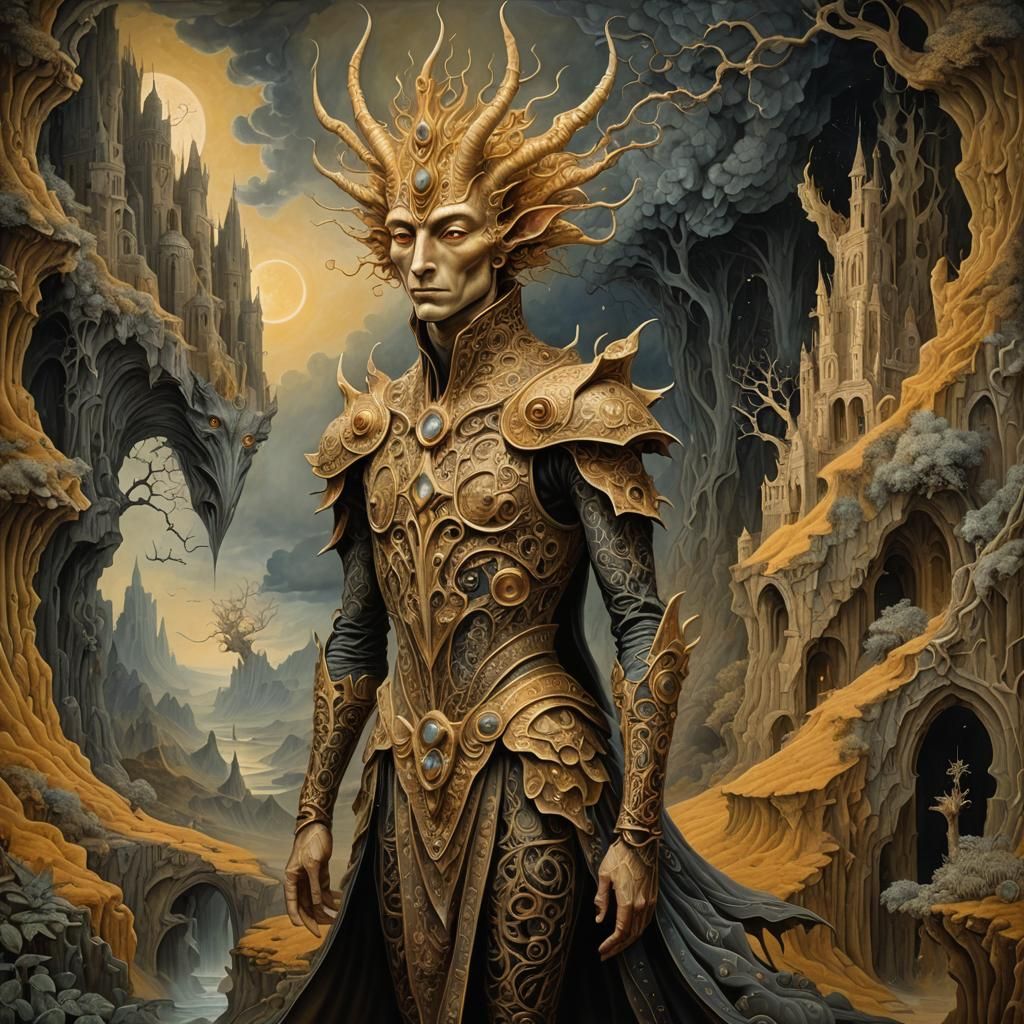 Mythical Creature in Dreamlike Surrealist Oil Painting