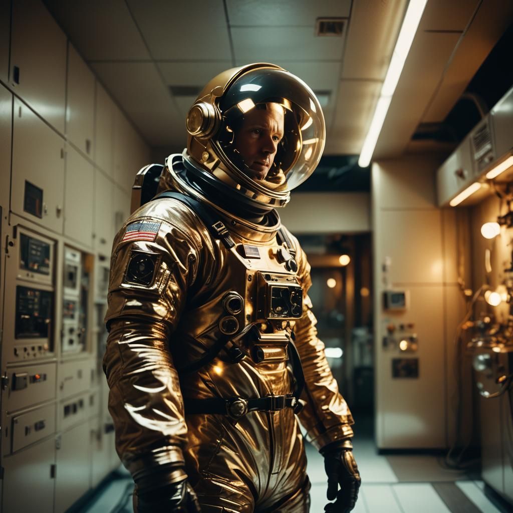 Astronaut with Futuristic Lamp in Cinematic Lighting