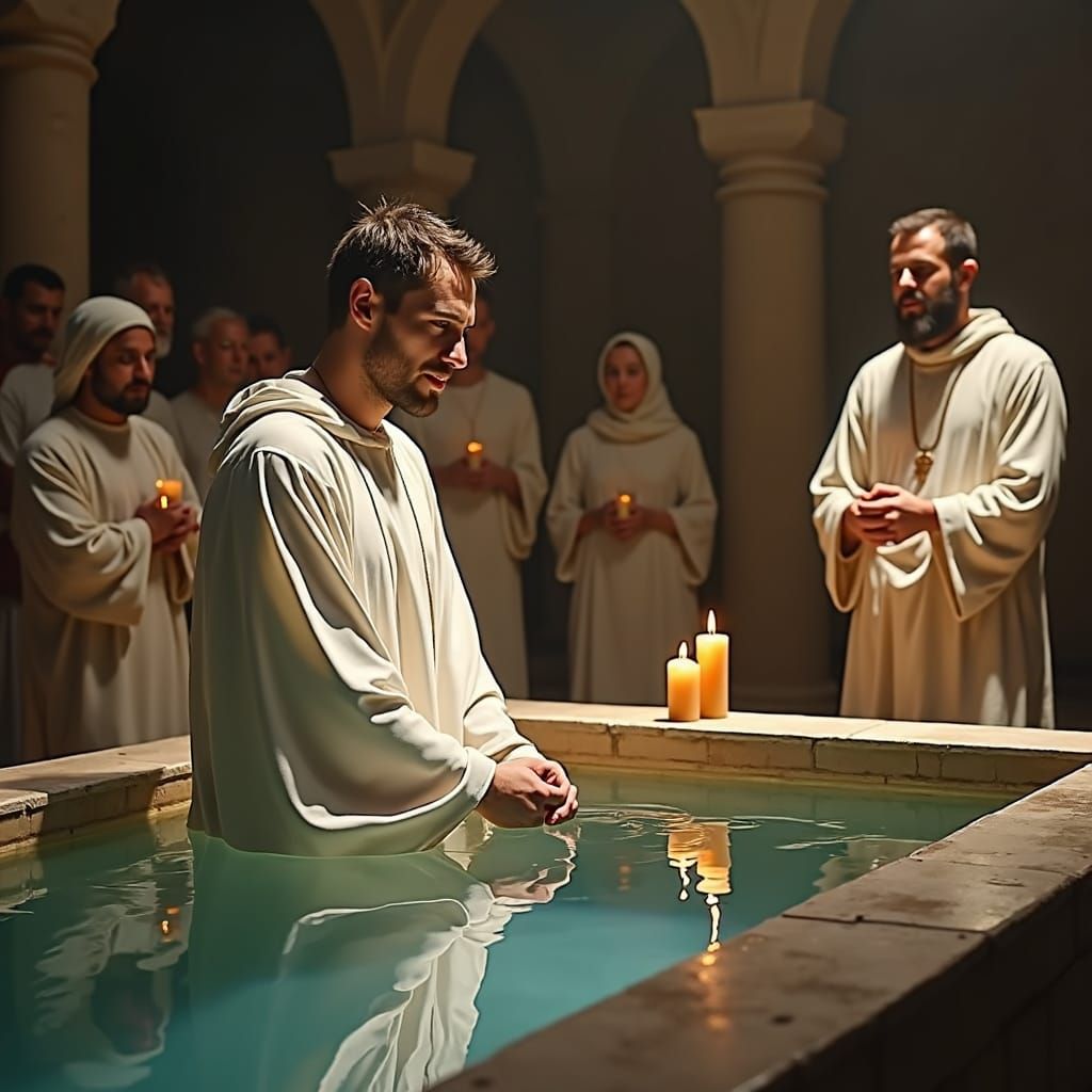 First Century Jerusalem Baptism in Fra Angelico Style