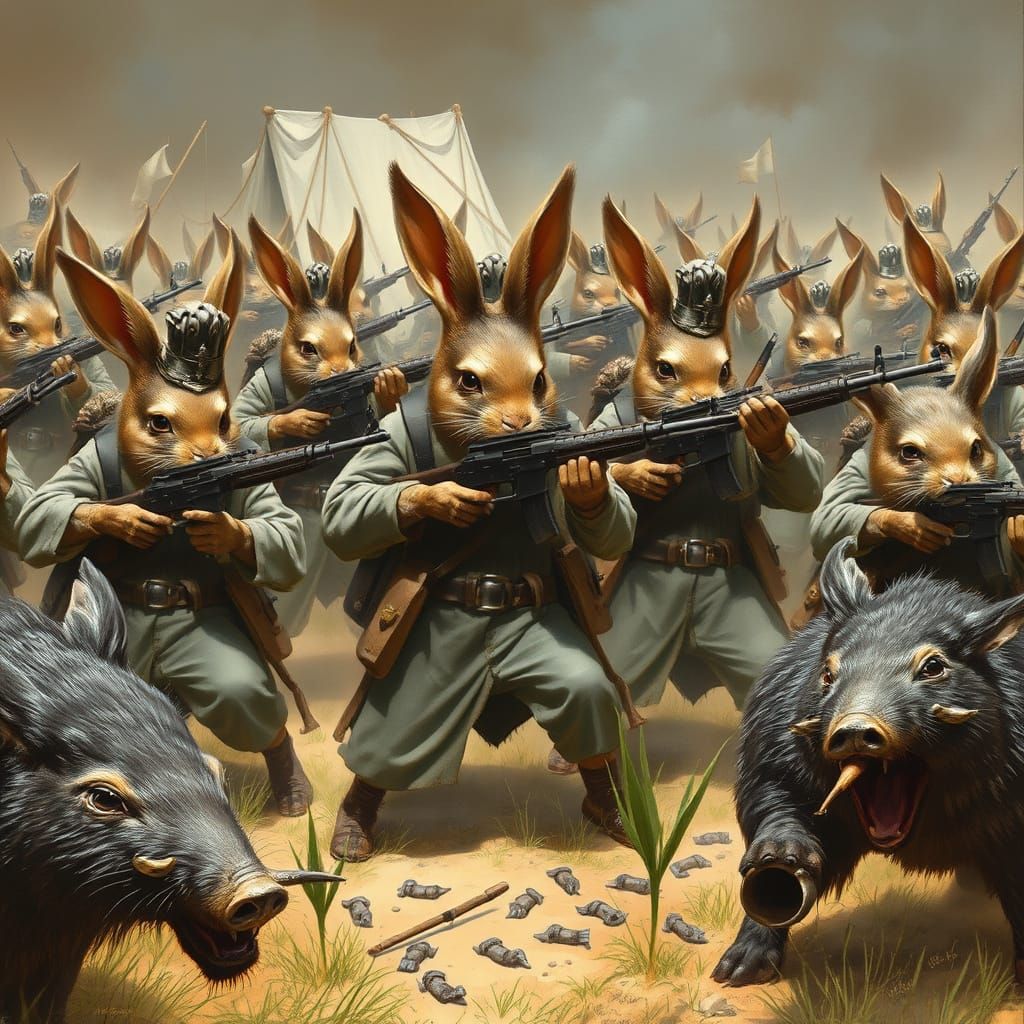 Bunnymen Defend Against Wild Boar Men in Intense, Gritty Bat...