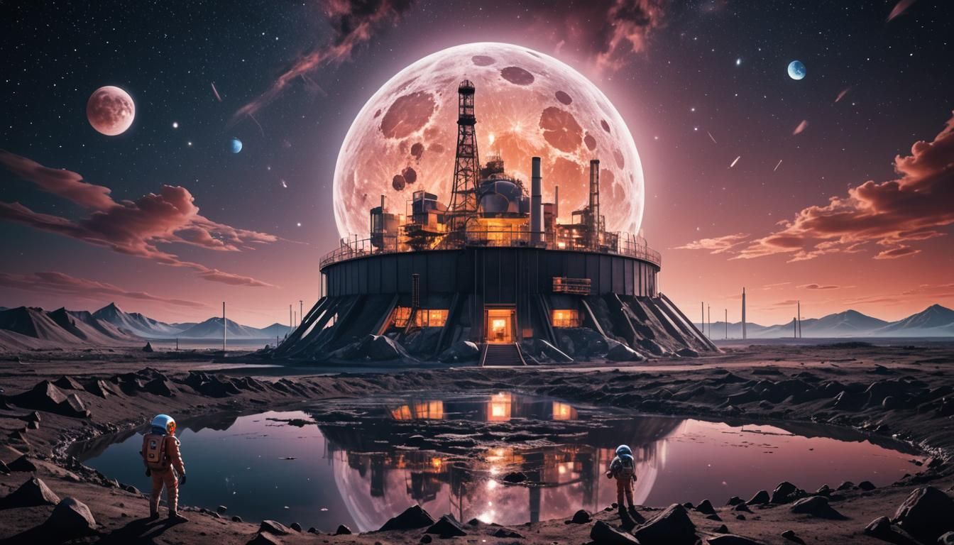 Surreal Lunar Nuclear Plant in Crystal Orb