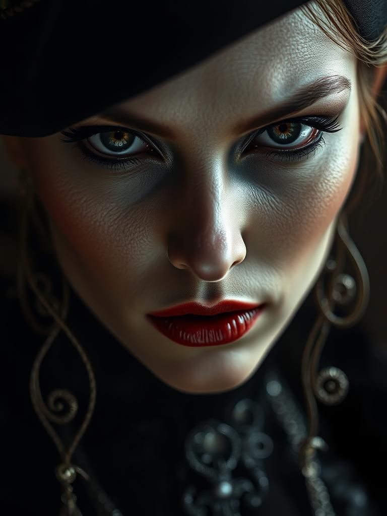 Mysterious Woman Portrait Inspired by Dark Masters