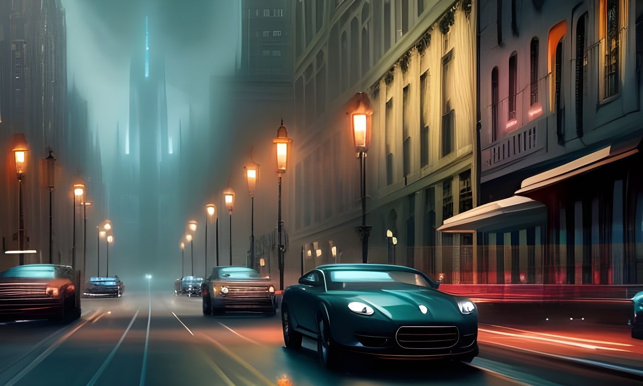 Art Deco Dieselpunk City in Noir Style