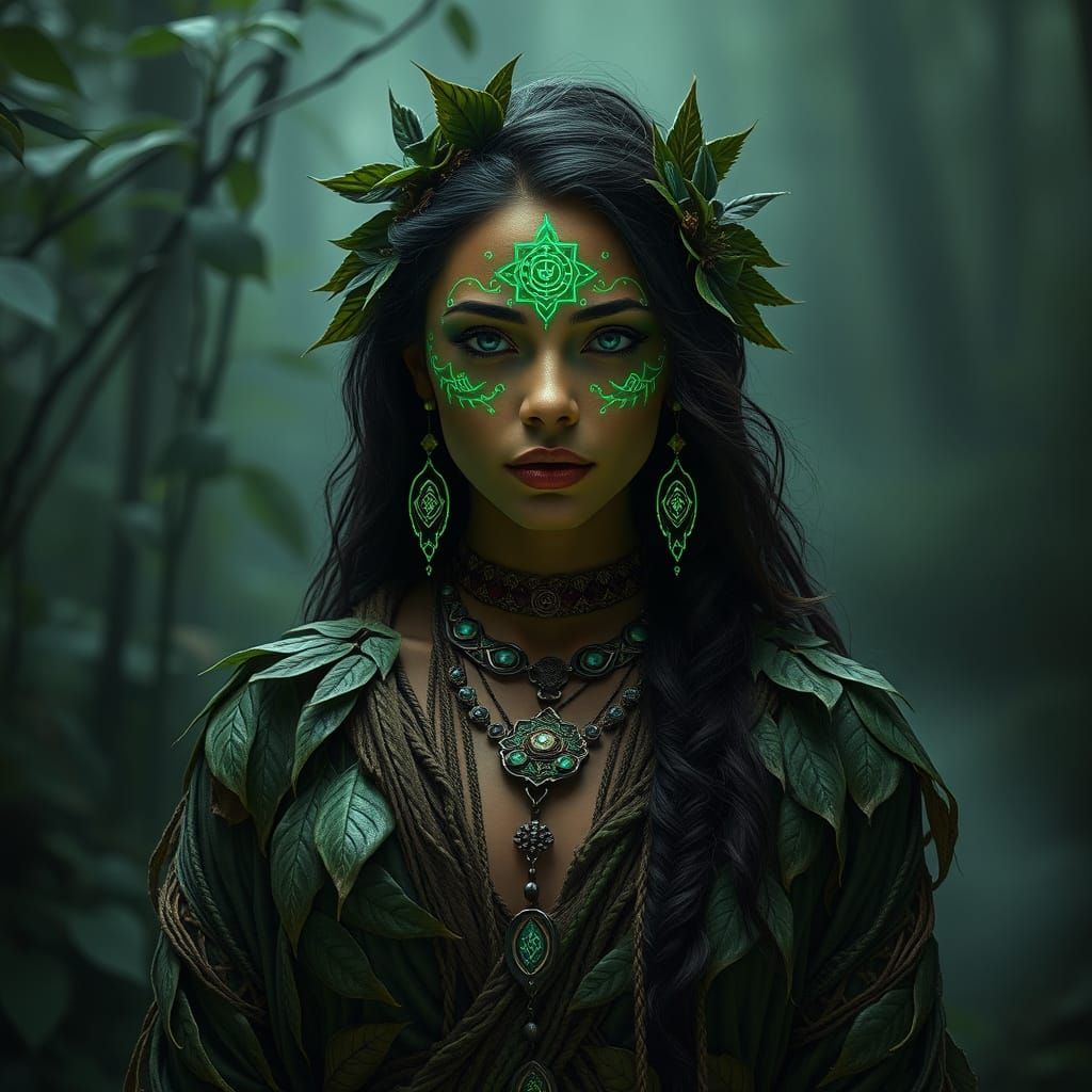 Mystic Forest Oracle in Bioluminescent Finery