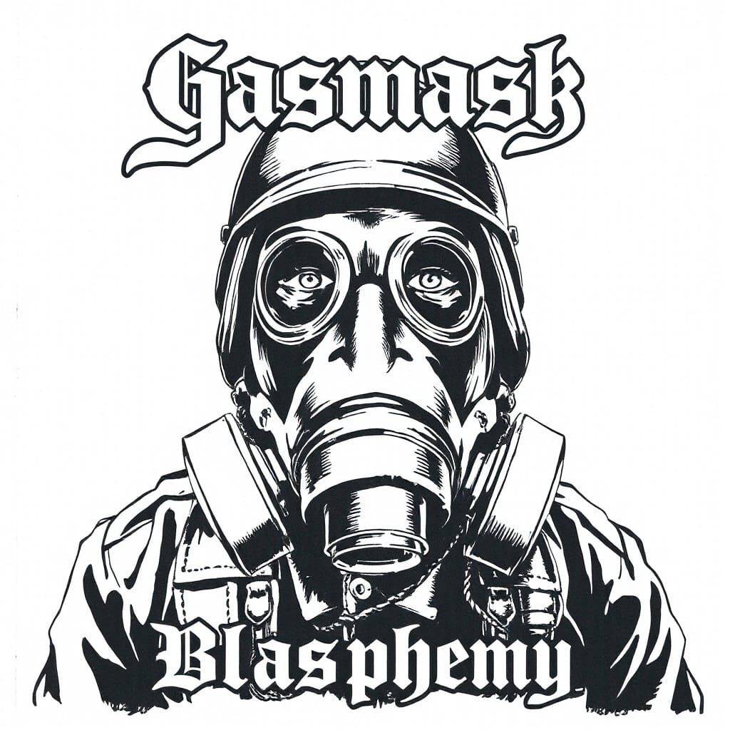 WWI Soldier in Gas Mask: Black Metal Album Cover