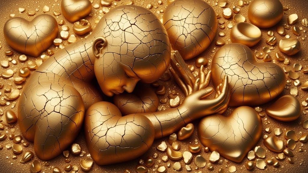 Pointillist Gold Kintsugi Design