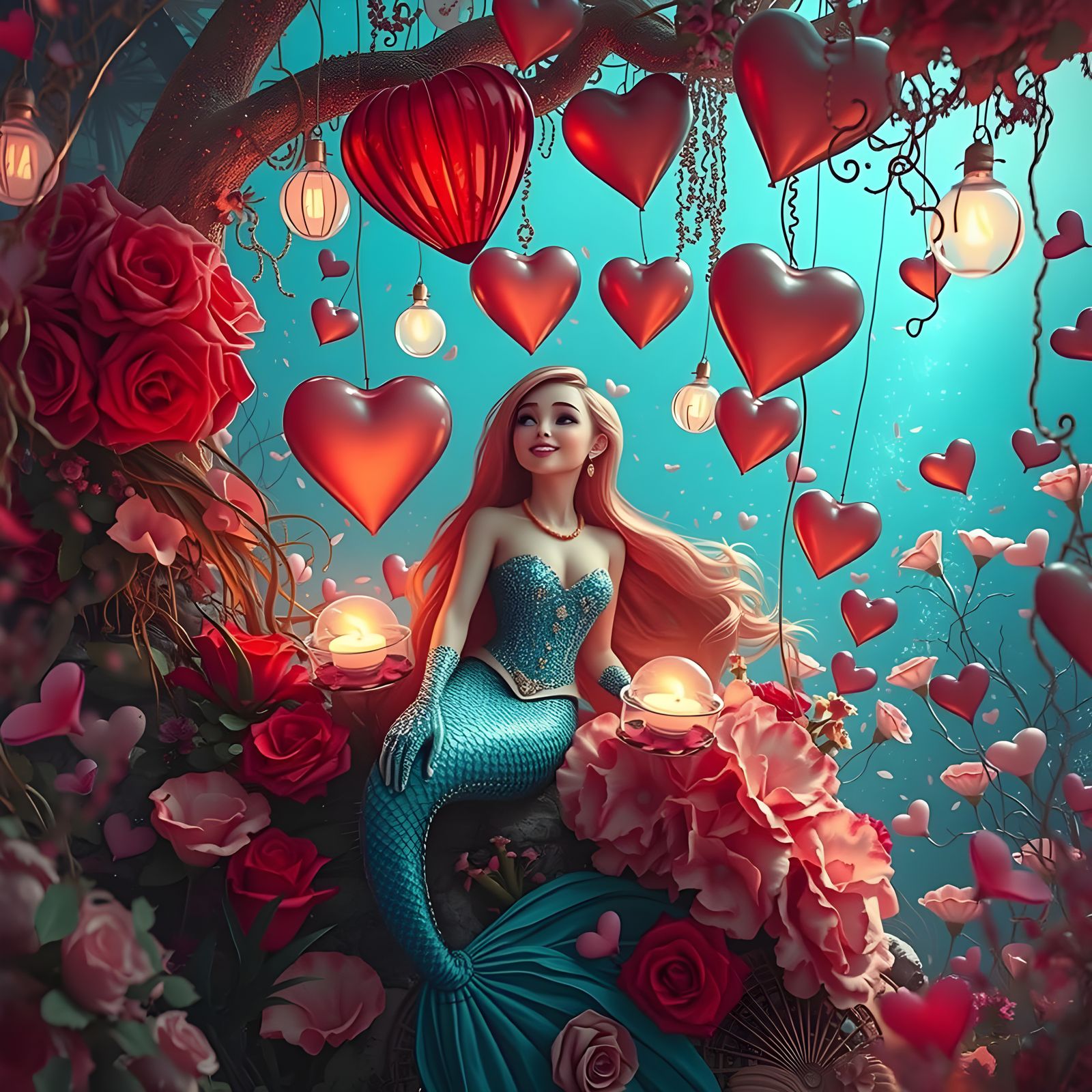 Mermaid Queen in Valentine's Day Wonderland
