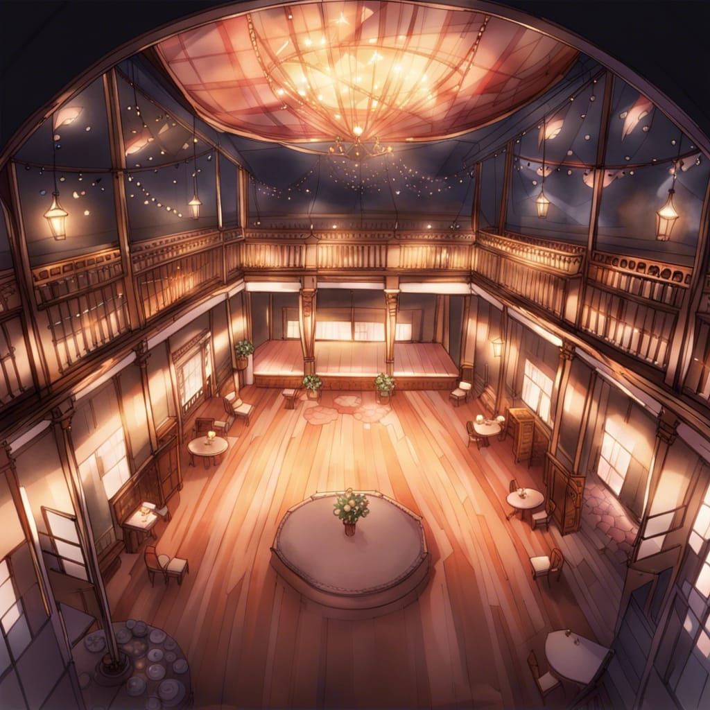 Anime Style Ballroom Seen from Above