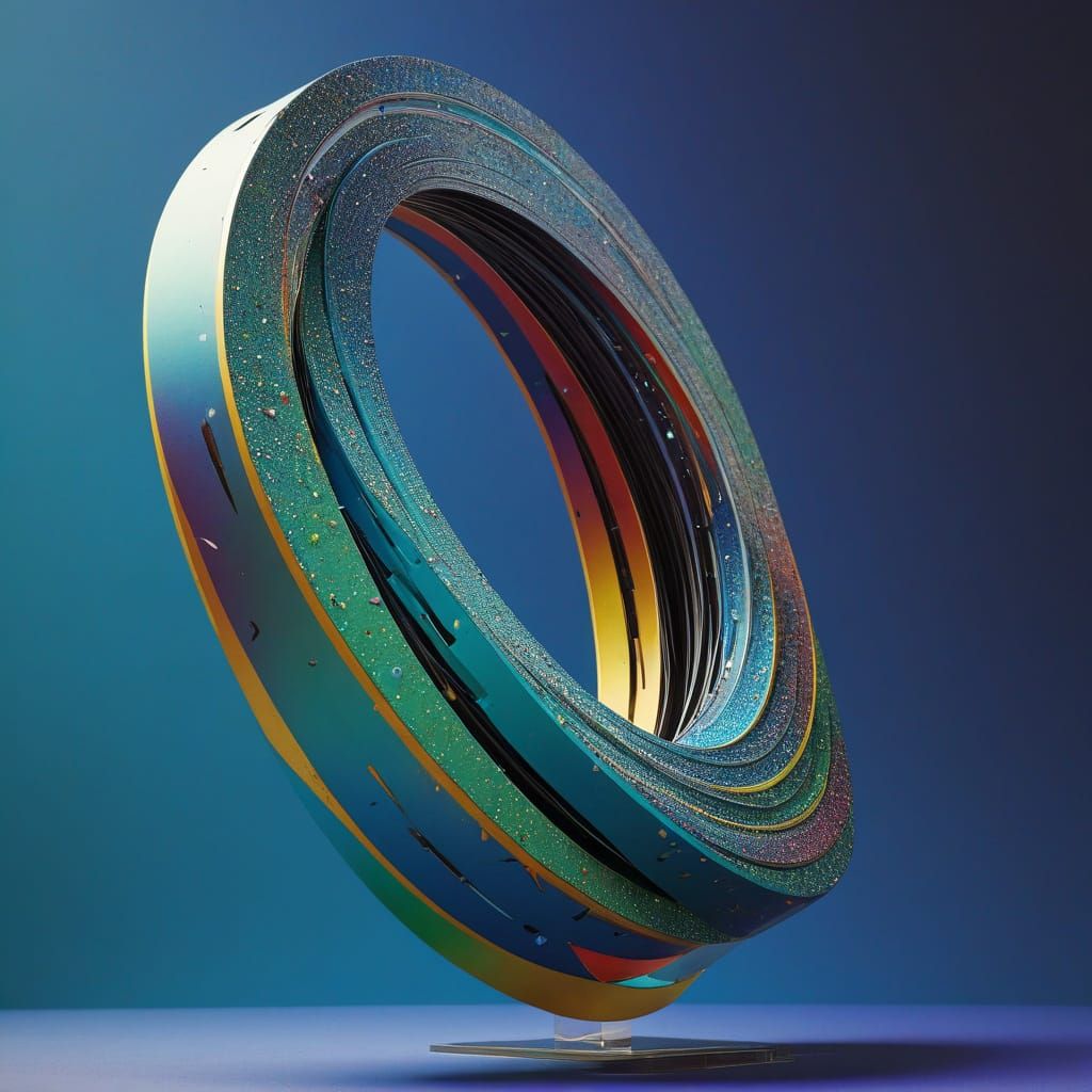 Hyperrealistic Moebius Strip Sculpture in Vibrant Colors