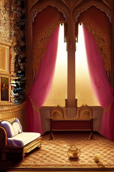 Fantasy Castle Bedroom with Ornate Details
