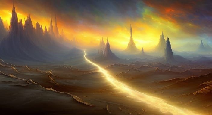 Post-Apocalyptic Desert Sandstorm in Dark Fantasy Style