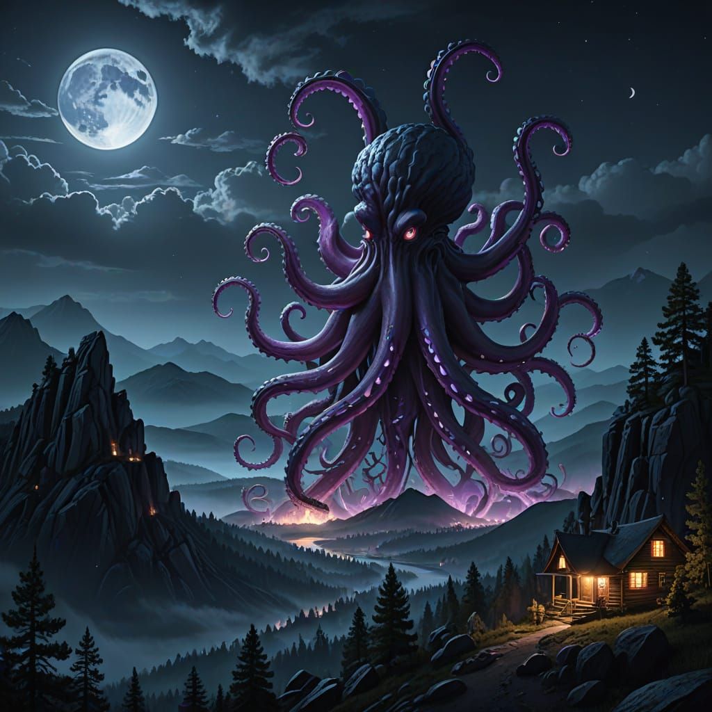 Surreal Tentacles Emerge from Moonlit Colorado Mountains
