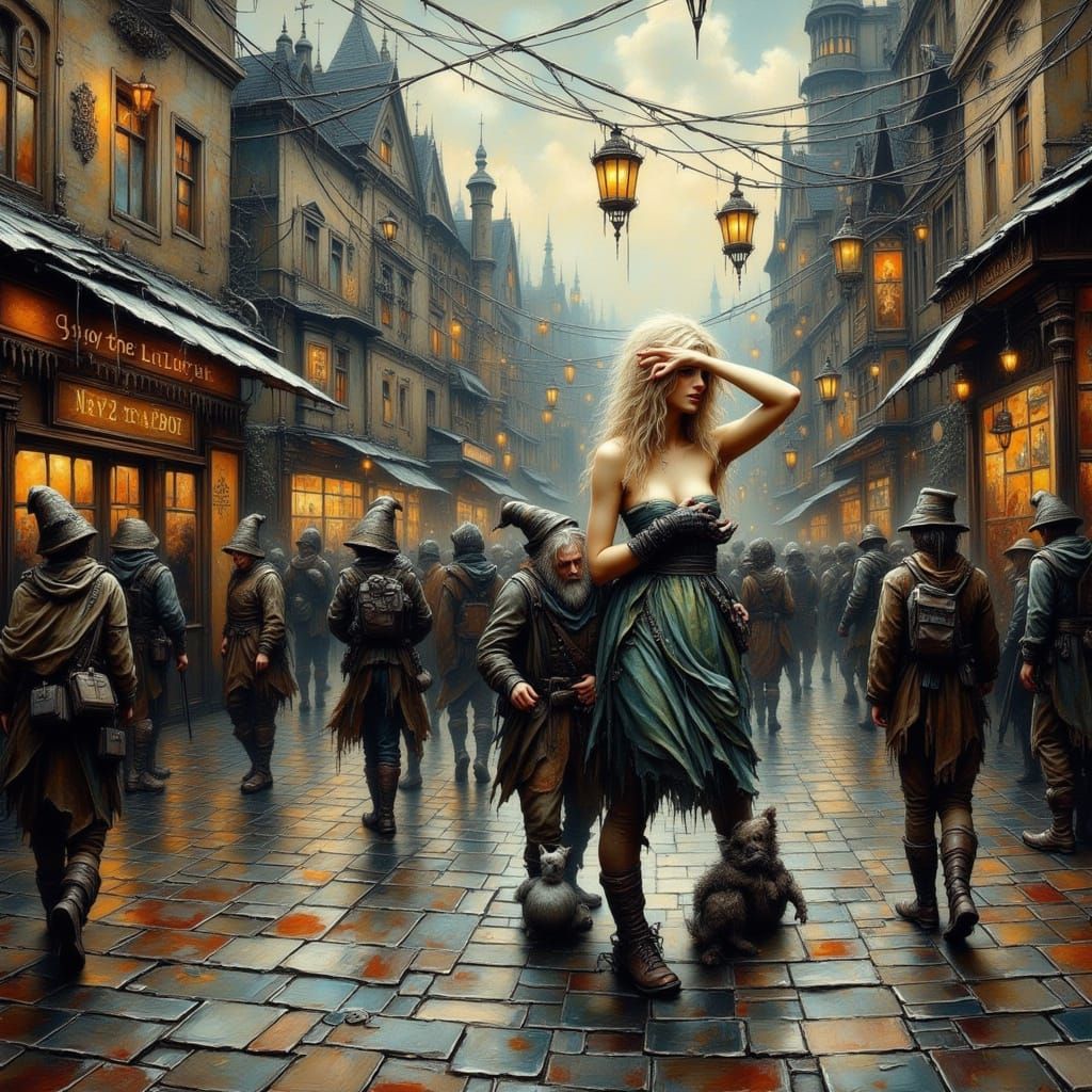 Grunge Street Fairies in Oil and Grunge Style