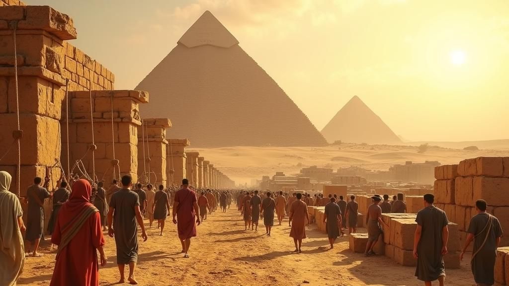 Great Pyramid Construction: Ancient Egyptian Laborers at Giz...