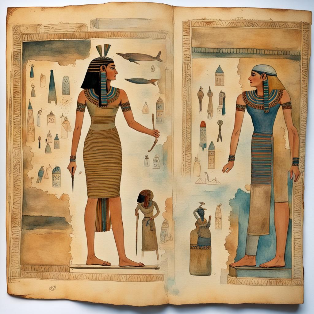 Ancient Egypt Journal Page with Woman and Jar