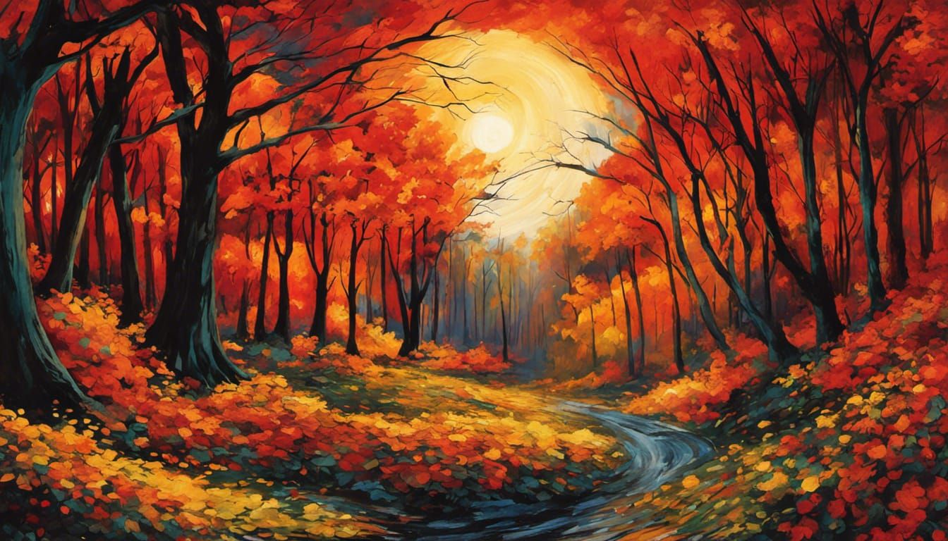 Majestic Gothic Forest in Vibrant Autumn Colors