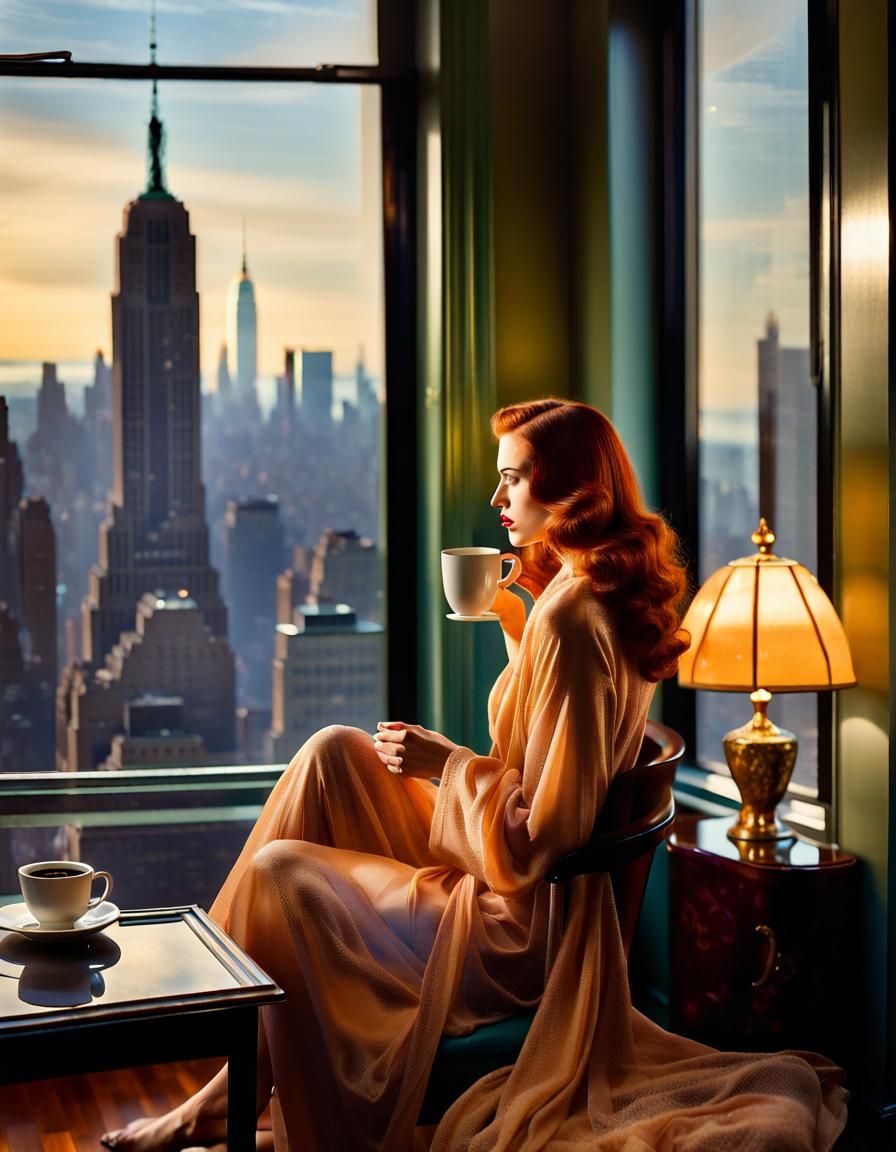 1930s New York Penthouse View, Edward Hopper Style