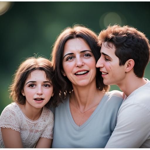 Laughing Mother and Daughters: Professional Photography