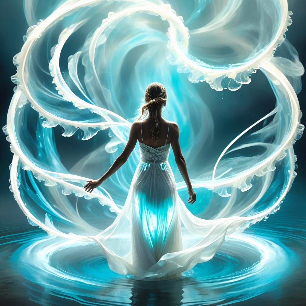 Translucent Water Double Helix Rising