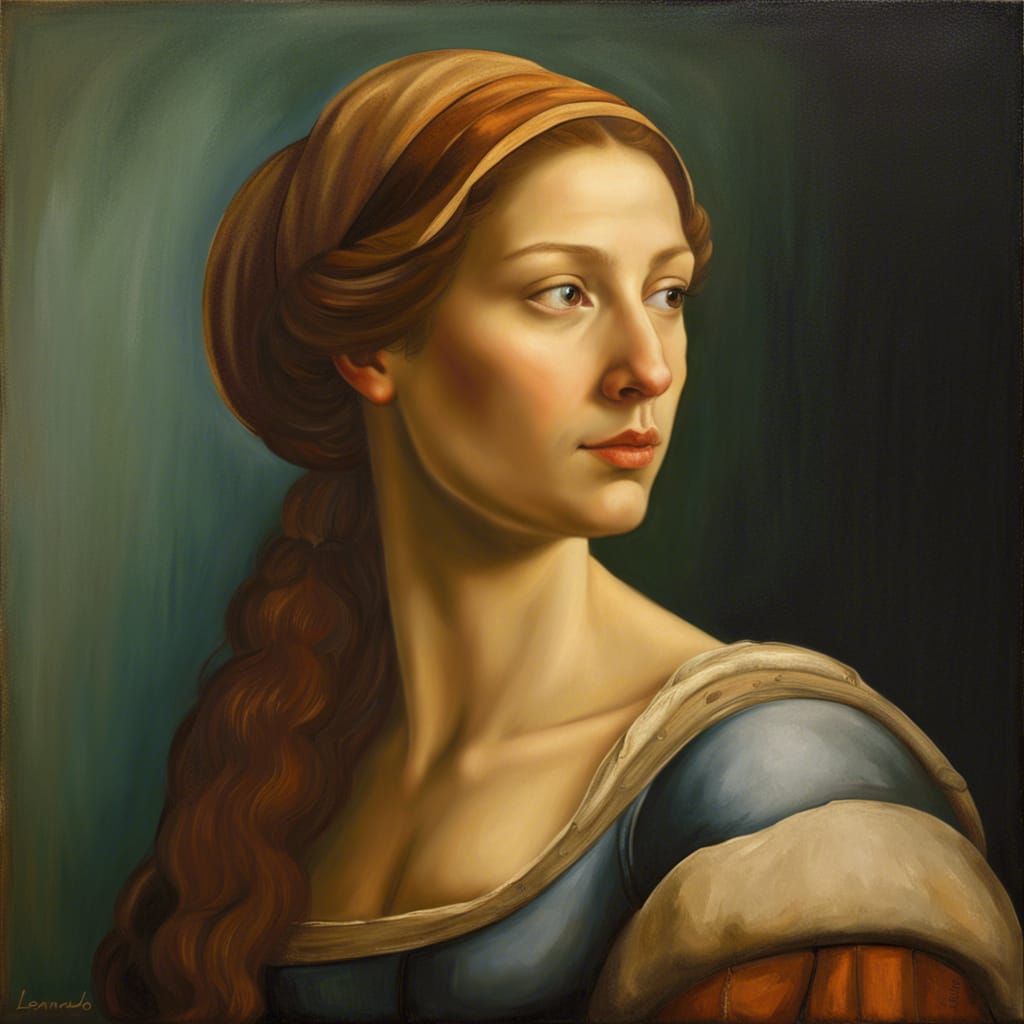 Renaissance Woman Portrait in Oil Paint