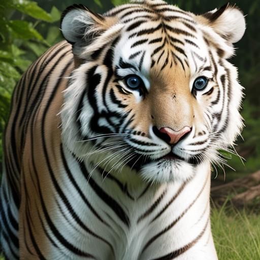 Adorable White Baby Tiger Cub Portrait