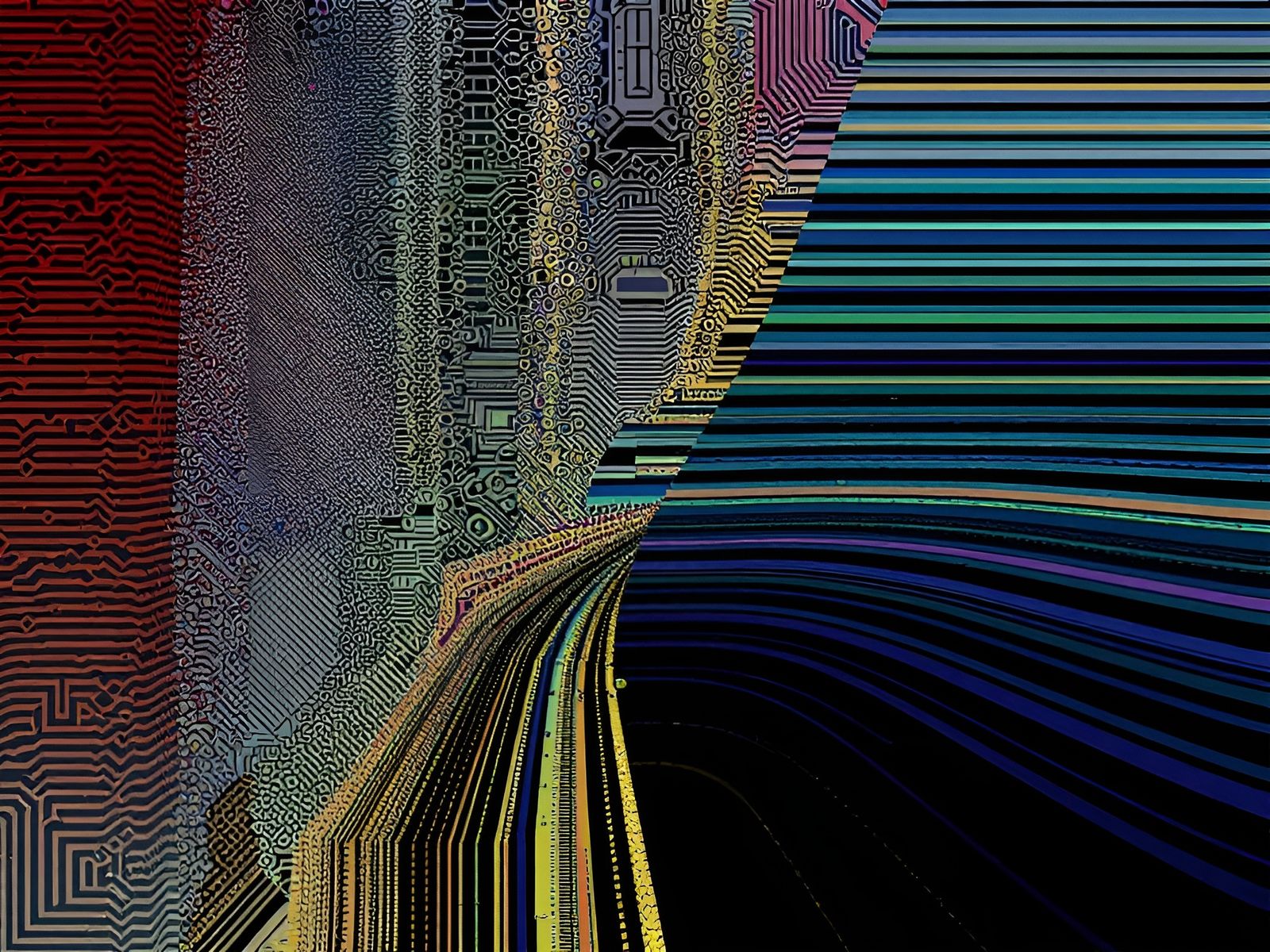 Neon Landscape Unfolds with Shifting Strata