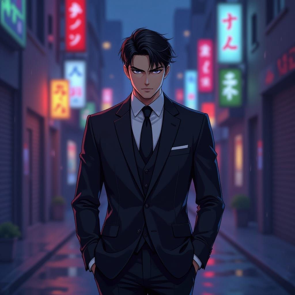 Mafia Member in Anime Key Visual Style