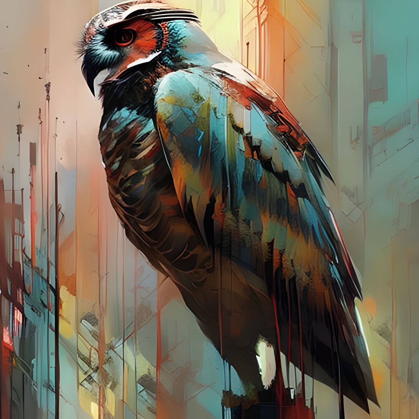 Detailed Colorful Owl Painting in Fine Art Style