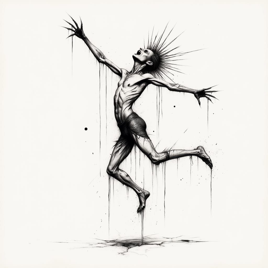 Surreal Nightmare Scene with Clawed Hands