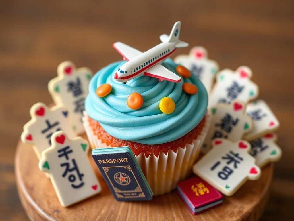 Colorful Birthday Cupcake in Kawaii Hanja Style