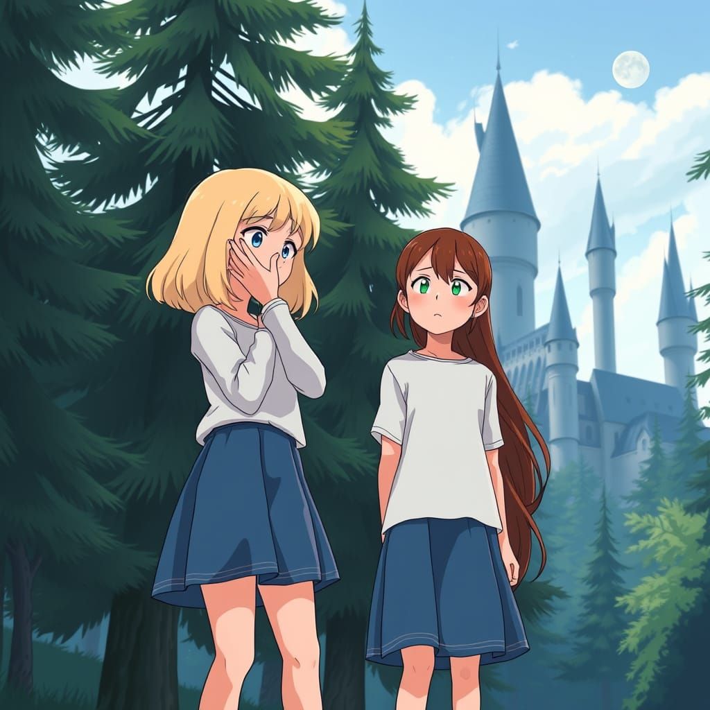 Girls at Hogwarts in Anime Style