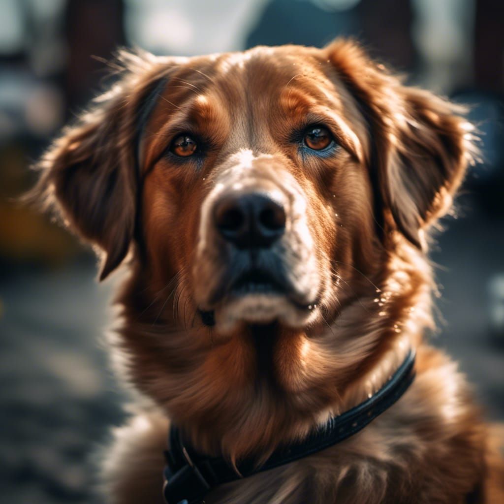 Hyperrealistic Happy Dog Portrait with Intricate Details