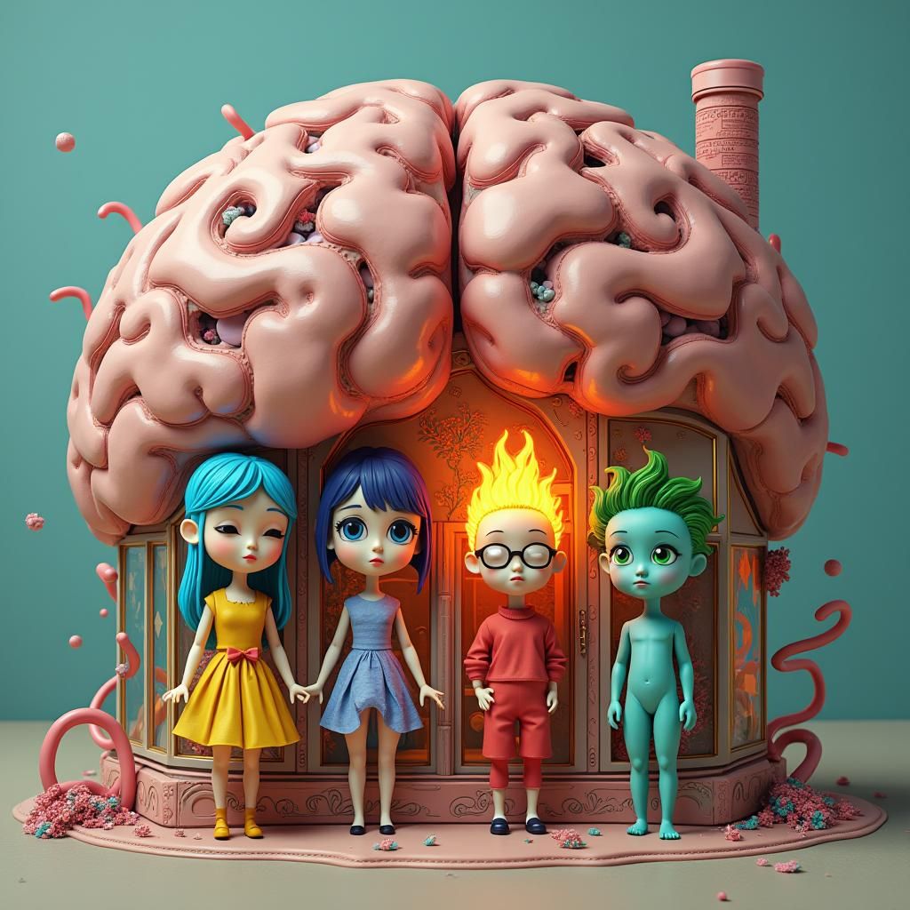 Emotional Dolls in Brain House: 3D Anime Art