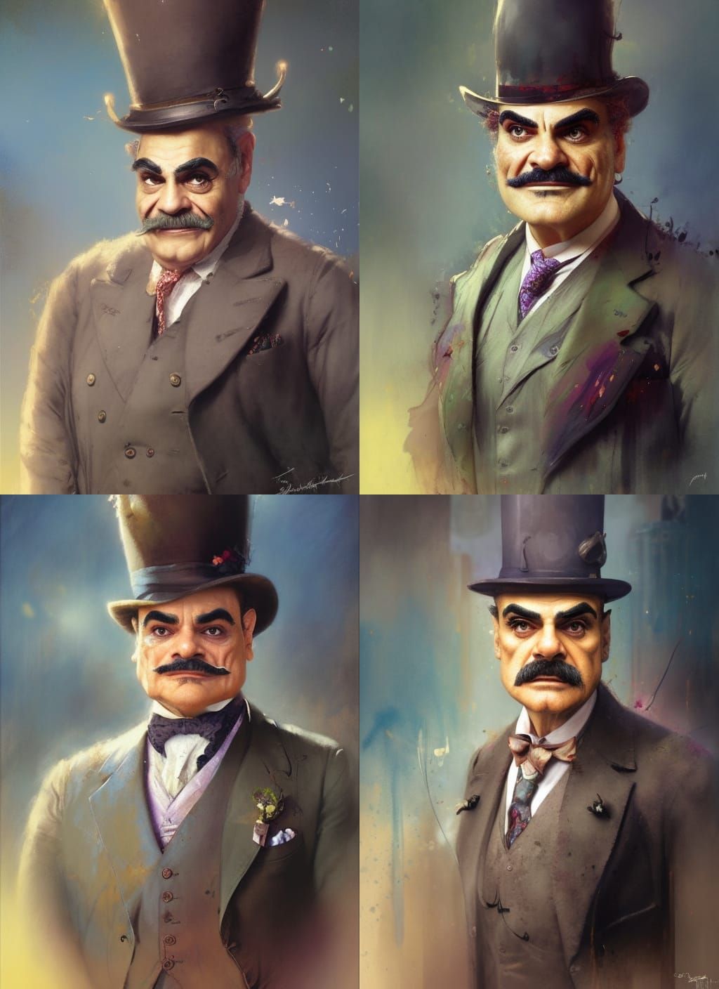 Hercule Poirot Crayon Caricature Album Art