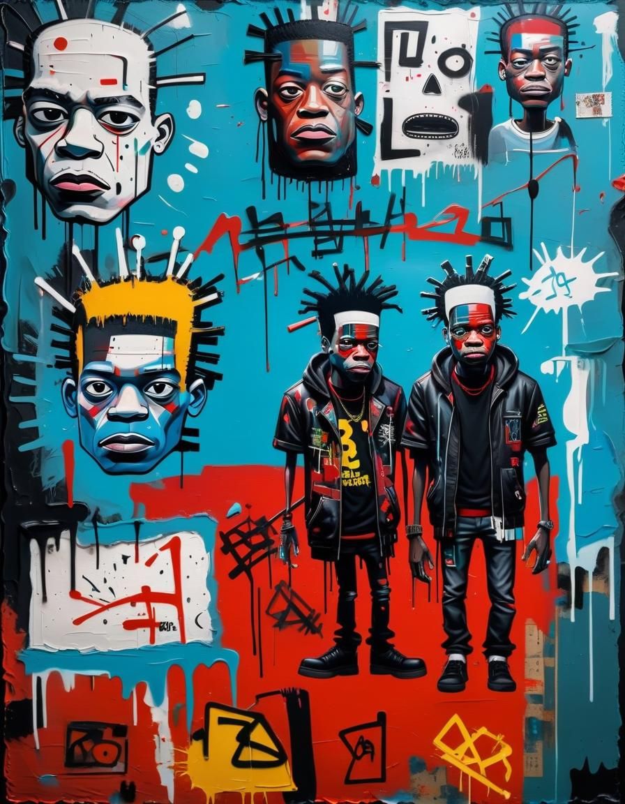 (3D Pop portrait in a Basquiat painting’s style 1.5),> Stunn...