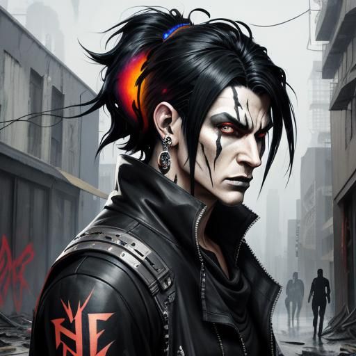 Angry Man in Post-Apocalyptic City Graffiti Art