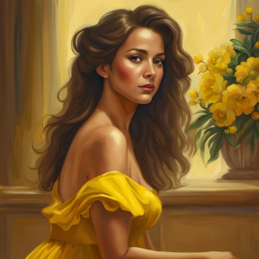 Woman in Yellow Dress AI Generated Portrait